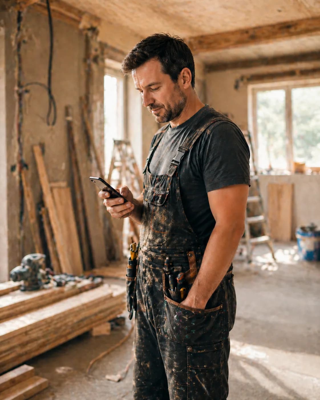 Artisan sur chantier consultant son résumé d'appel Callinio